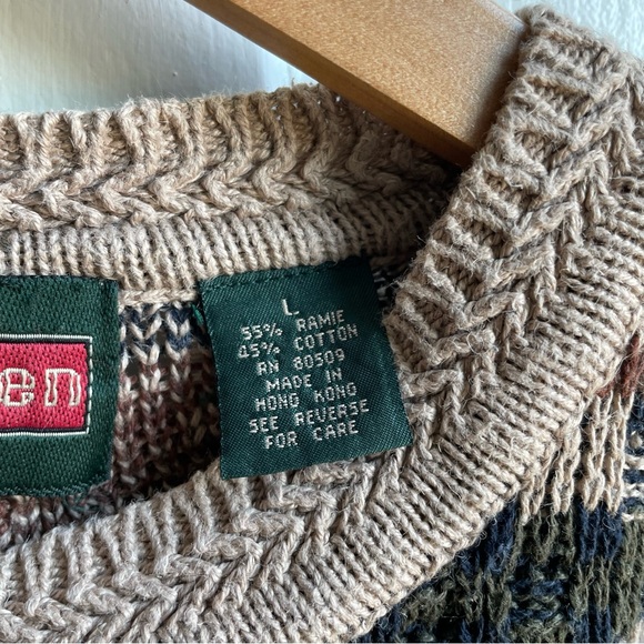 Vintage 80s/90s Stove Haven Natural Fiber Cotton & Ramie Knit Grandpa Sweater - Picture 5 of 6